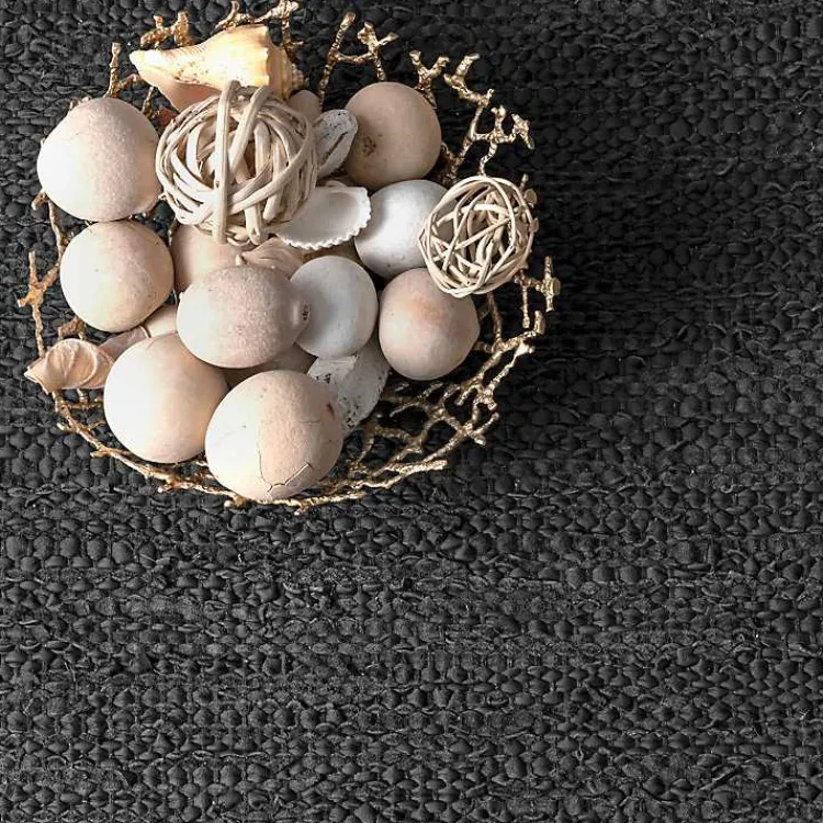 Kirklands Home Area Rugs|Hand Braided Leather Kelli Jute Area Rug, 7x9 Black