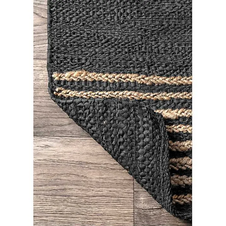 Kirklands Home Area Rugs|Hand Braided Leather Kelli Jute Area Rug, 7x9 Black