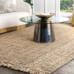 Kirklands Home Area Rugs|Hand Woven Chunky Loop Natural Jute Area Rug, 7x9 Tan