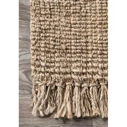 Kirklands Home Area Rugs|Hand Woven Chunky Loop Natural Jute Area Rug, 7x9 Tan