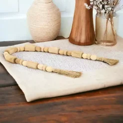 Handcrafted Natural Wood Beaded Garland Decorative Accents