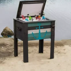 Kirklands Home Outdoor Dining|Handcrafted Wood Anchor Outdoor Patio Cooler Gray