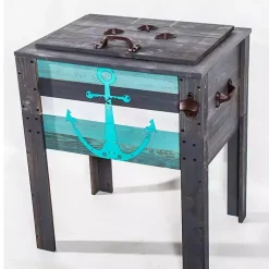 Kirklands Home Outdoor Dining|Handcrafted Wood Anchor Outdoor Patio Cooler Gray