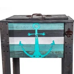 Kirklands Home Outdoor Dining|Handcrafted Wood Anchor Outdoor Patio Cooler Gray