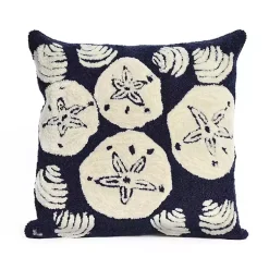 Kirklands Home Outdoor Cushions & Pillows|Handhooked Navy Sand Dollar Outdoor Throw Pillow