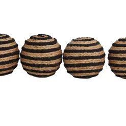Sale Handmade Black Stripe Jute Rope Orbs, Set of 4 Bowl Filler