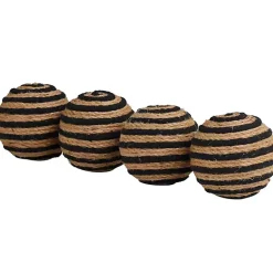 Sale Handmade Black Stripe Jute Rope Orbs, Set of 4 Bowl Filler