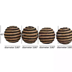 Sale Handmade Black Stripe Jute Rope Orbs, Set of 4 Bowl Filler