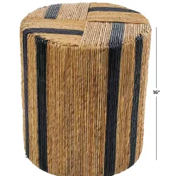 Kirklands Home Accent & End Tables|Handmade Round Banana Leaf Striped Accent Table Brown