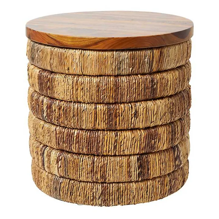 Kirklands Home Accent & End Tables|Handmade Seagrass Round Accent Table Brown