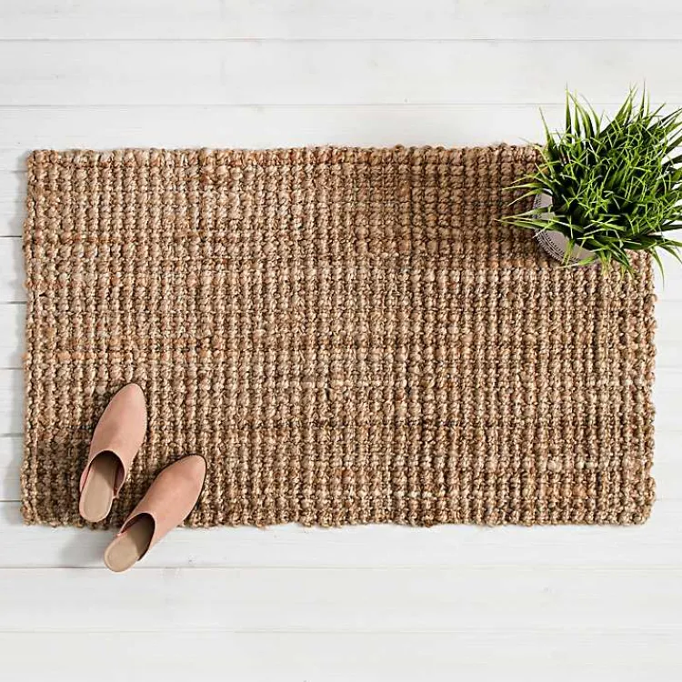 Kirklands Home Accent Rugs|Handspun Jute Boucle Scatter Rug Brown