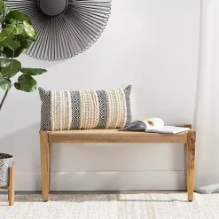 Kirklands Home Entryway Furniture|Handwoven Rattan Cane and Mango Wood Bench