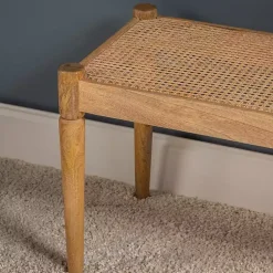 Kirklands Home Entryway Furniture|Handwoven Rattan Cane and Mango Wood Bench