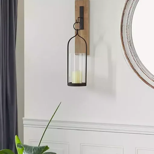 Online Hanging Lantern Fir Wood and Iron Sconce Sconces