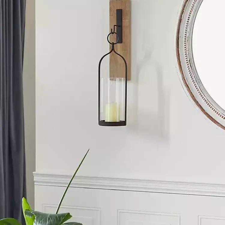 Online Hanging Lantern Fir Wood and Iron Sconce Sconces