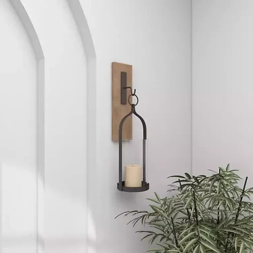 Online Hanging Lantern Fir Wood and Iron Sconce Sconces