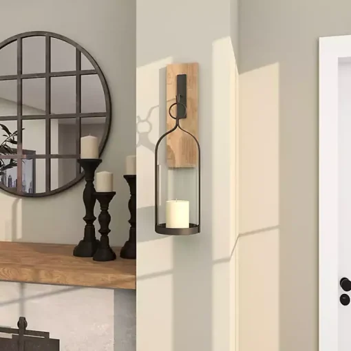 Online Hanging Lantern Fir Wood and Iron Sconce Sconces