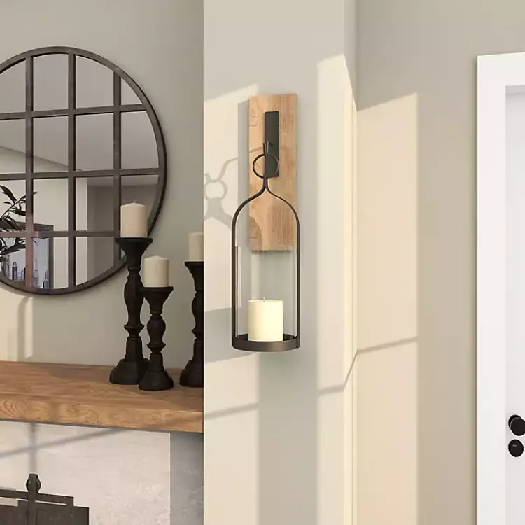 Online Hanging Lantern Fir Wood and Iron Sconce Sconces
