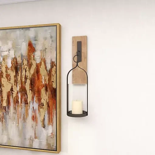 Online Hanging Lantern Fir Wood and Iron Sconce Sconces