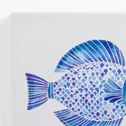 Kirklands Home Canvas Art|Happy Blue Fish Canvas Art Prints, Set of 2