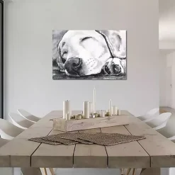 Kirklands Home Canvas Art|Happy Dreams Dog Giclee Canvas Art Print, 40x26 Gray