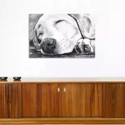 Kirklands Home Canvas Art|Happy Dreams Dog Giclee Canvas Art Print, 40x26 Gray