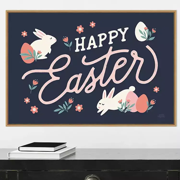 New Happy Easter Bunnies Framed Canvas Art Print Easter Decorations