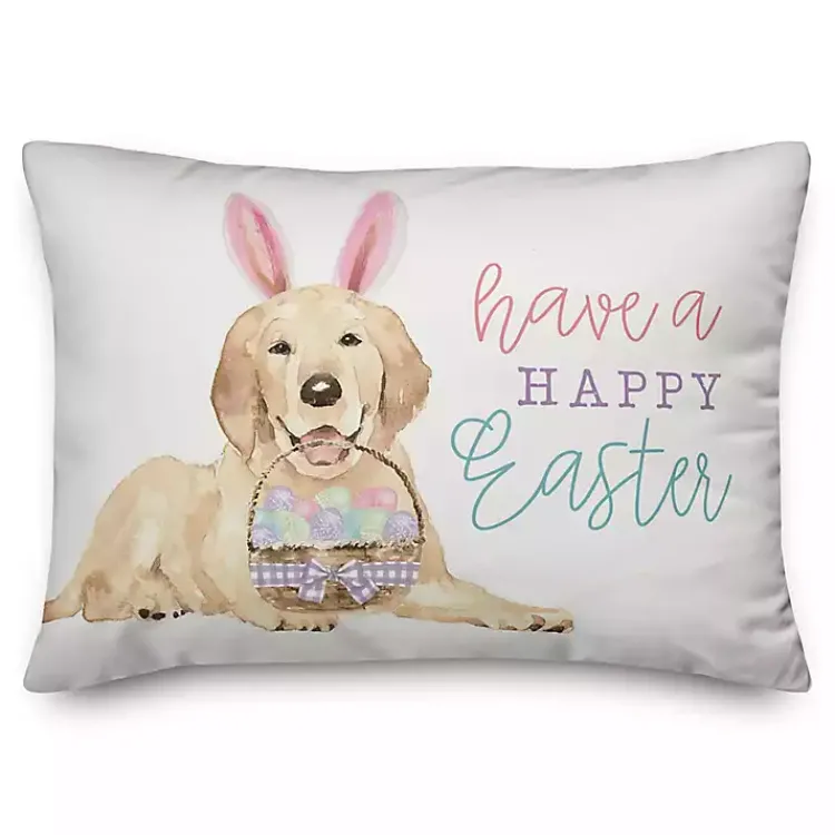Happy Easter Dog Indoor/Outdoor Lumbar Pillow Easter Decorations