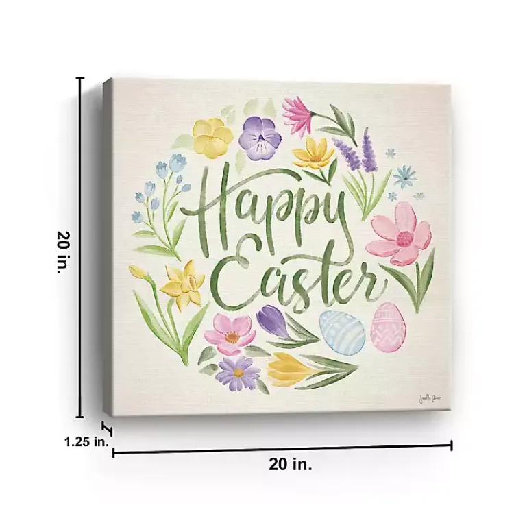 Online Happy Easter Floral Egg Wreath Canvas Art Print Easter Decorations
