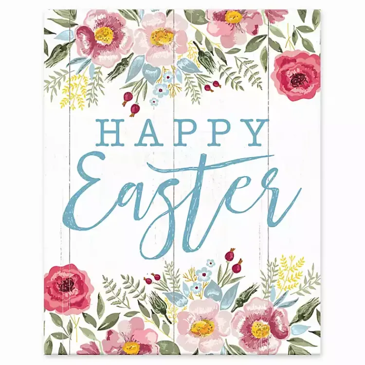 Hot Happy Easter Floral Tabletop Canvas Art Print Easter Decorations