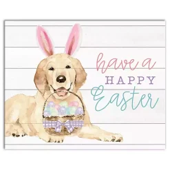 Happy Easter Puppy Canvas Wall Plaque Easter Decorations