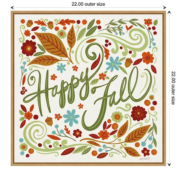 Online Happy Fall Foliage Swirls Framed Wall Art Fall