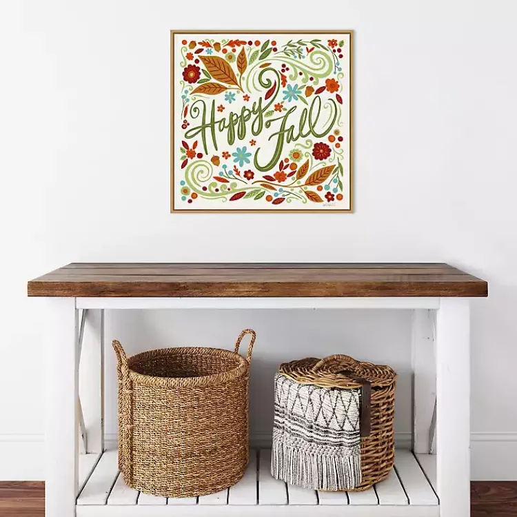 Online Happy Fall Foliage Swirls Framed Wall Art Fall