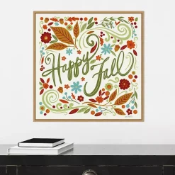 Online Happy Fall Foliage Swirls Framed Wall Art Fall