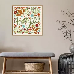 Online Happy Fall Foliage Swirls Framed Wall Art Fall