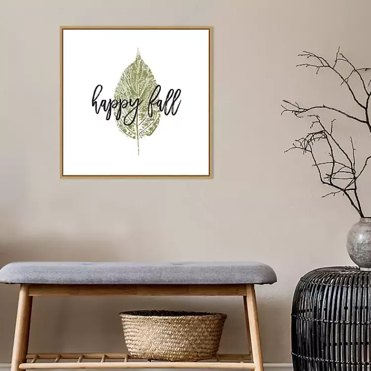 Best Happy Fall Leaf Stamp Framed Canvas Art Print Fall