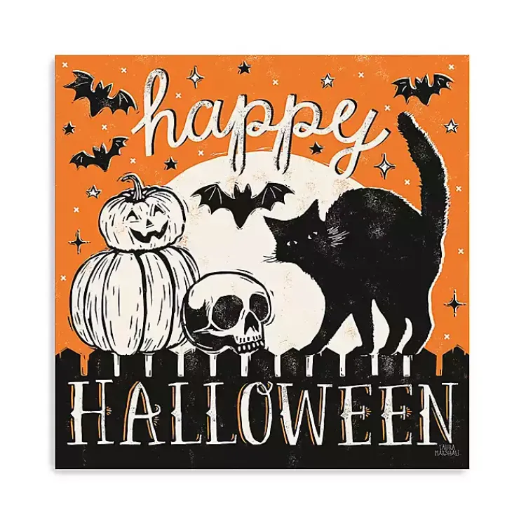 Hot Happy Halloween Full Moon Cat Canvas Art Print Halloween