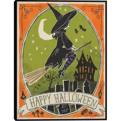 New Happy Halloween Witch Canvas Wall Plaque Halloween