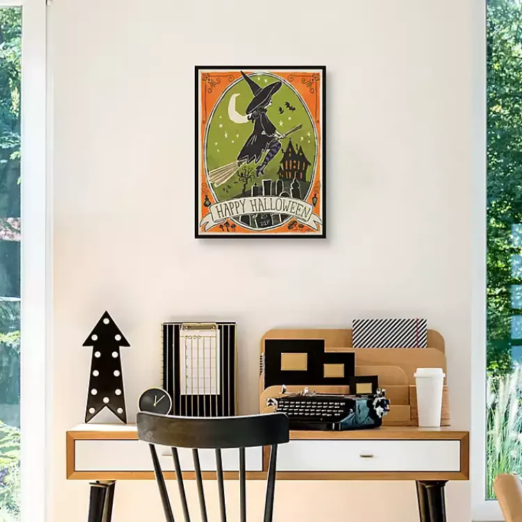 New Happy Halloween Witch Canvas Wall Plaque Halloween