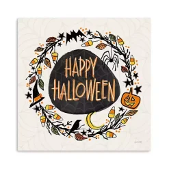 Best Happy Halloween Wreath Canvas Art Print Halloween
