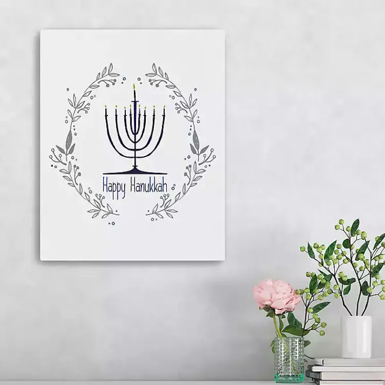 Clearance Happy Hanukkah Menorah Canvas Art Print Hanukkah Decorations