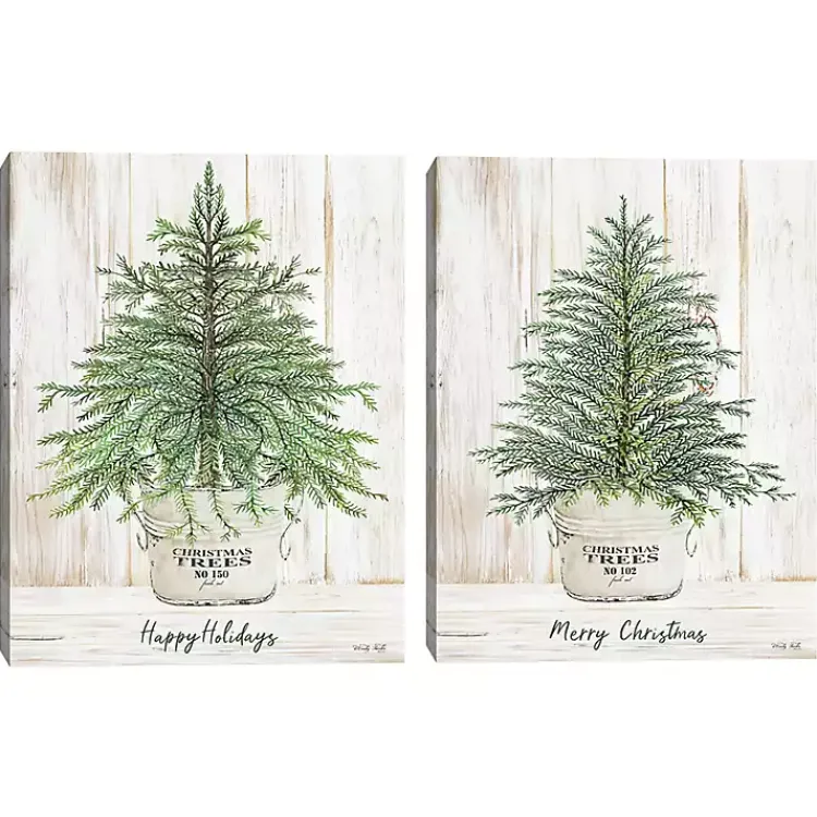 Clearance Happy Holidays Merry Christmas Trees 2-pc. Art Set Christmas Art & Wall Decor