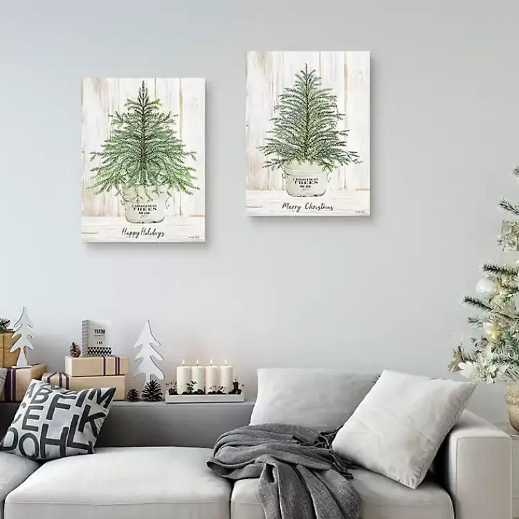 Clearance Happy Holidays Merry Christmas Trees 2-pc. Art Set Christmas Art & Wall Decor