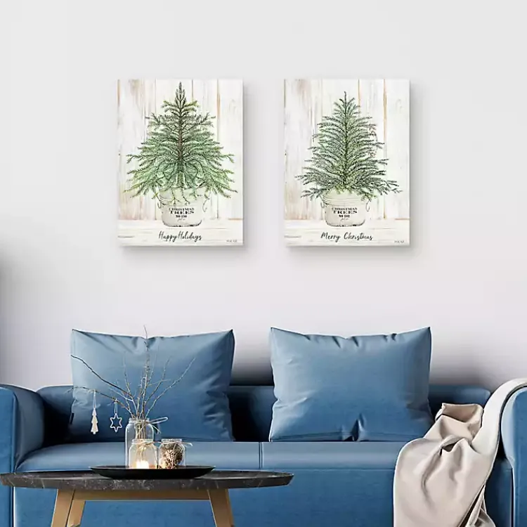 Clearance Happy Holidays Merry Christmas Trees 2-pc. Art Set Christmas Art & Wall Decor