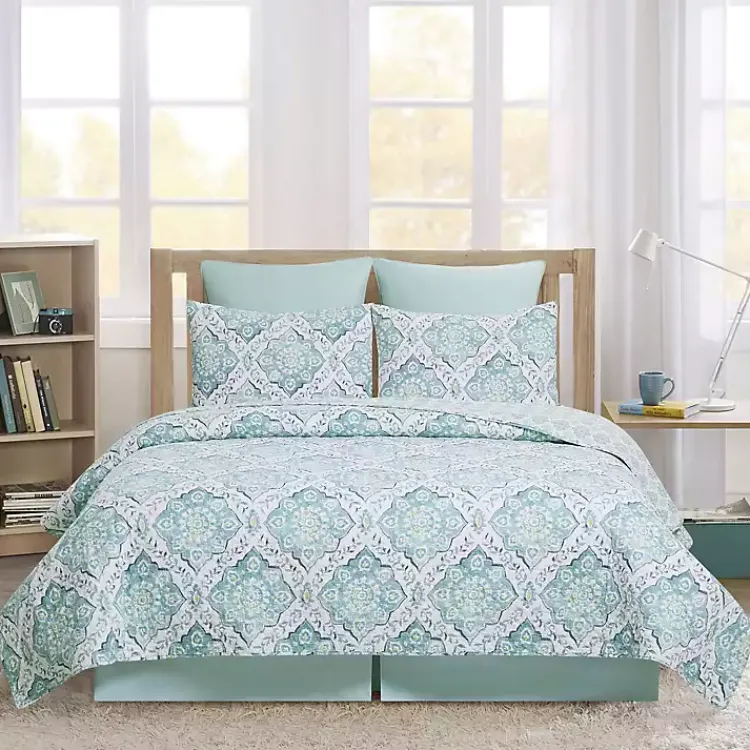 Kirklands Home Quilts|Harlen Mosaic 3-pc. Full/Queen Quilt Set Blue