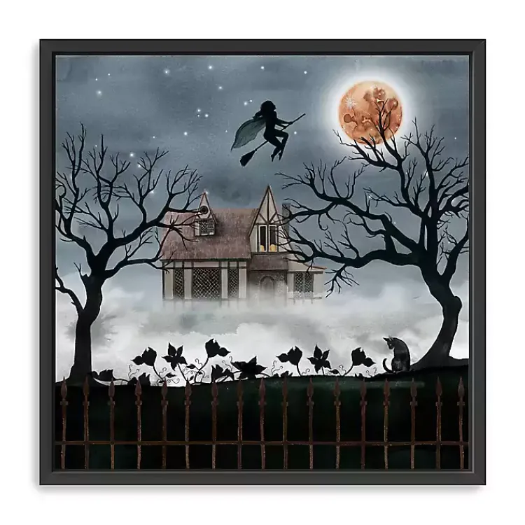 Discount Haunted House Flying Canvas Wall Art Halloween