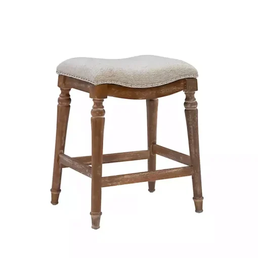 Kirklands Home Bar Stools & Counter Height Stools|Hazelnut Upholstered Curved Seat Counter Stool Gray