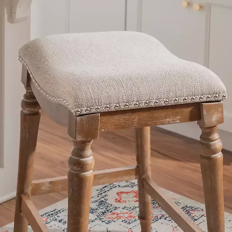 Kirklands Home Bar Stools & Counter Height Stools|Hazelnut Upholstered Curved Seat Counter Stool Gray