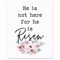 Discount He is Risen Floral Easel Back Canvas Easter Decorations