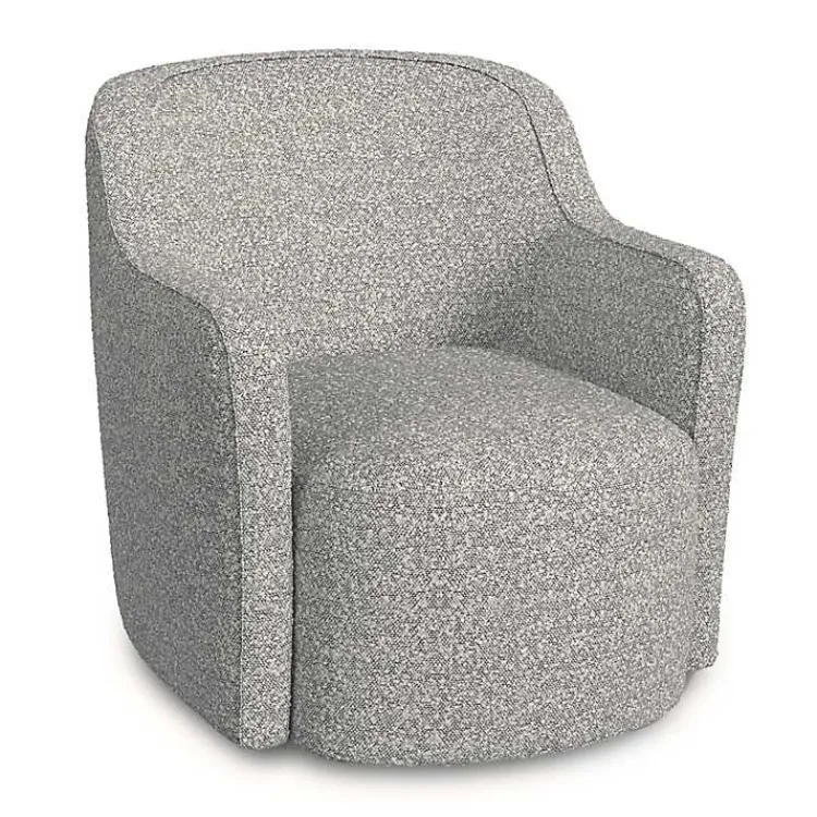 Kirklands Home Accent Chairs|Heather Boucle Swivel Barrel Accent Chair Gray